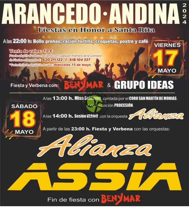 Fiestas de Santa Rita 2024 en Arancedo y Andía