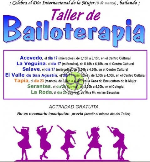Talleres de bailoterapia en varias localidades de Tapia