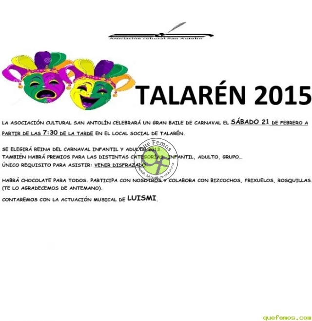 Carnaval 2015 en Talarén