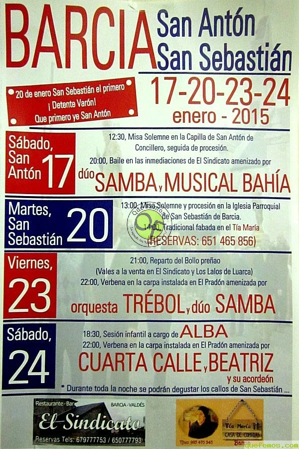 Fiestas de San Antón y San Sebastián 2015 en Barcia