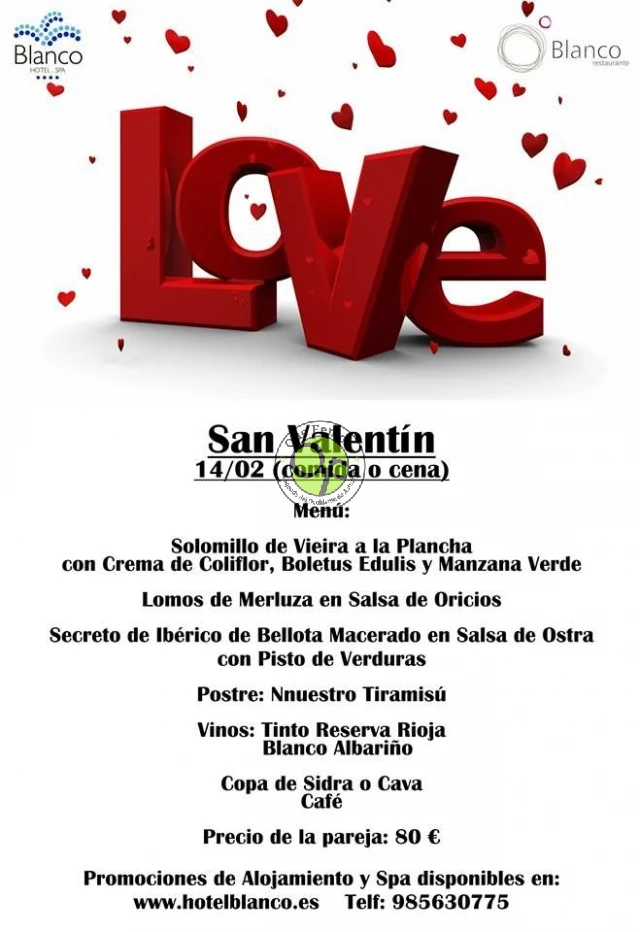 Un San Valentín para recordar en Hotel Spa Blanco