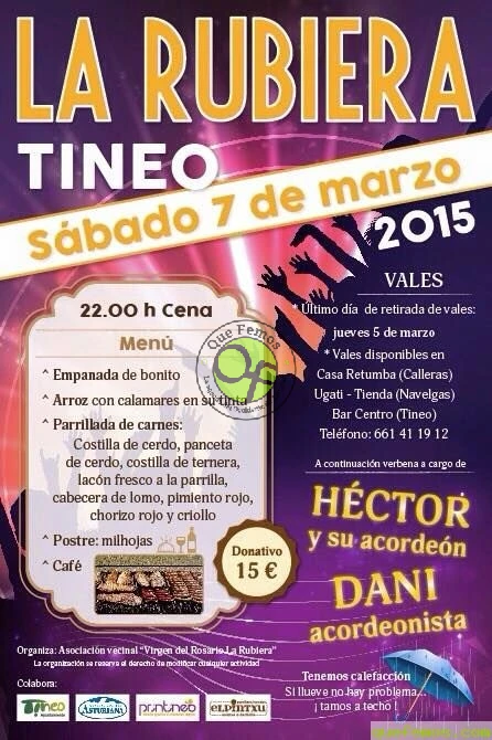 Cena-Baile en La Rubiera: marzo 2015