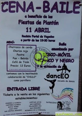 Cena-Baile en beneficio de las Fiestas de Piantón 2015