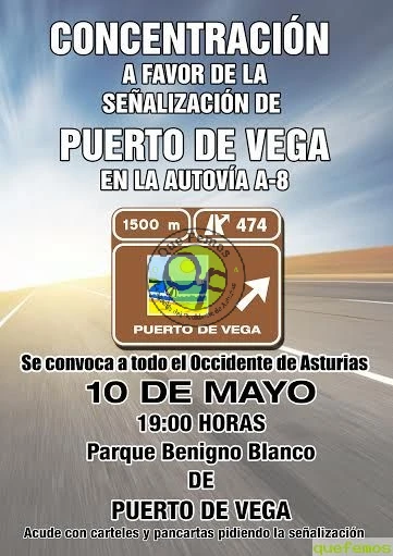 Concentración para reclamar la señalización de Puerto de Vega en la A-8