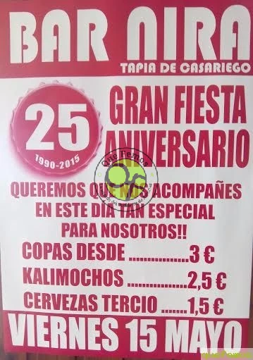 Gran Fiesta 25º Aniversario del Bar Nira de Tapia: 1990-2015
