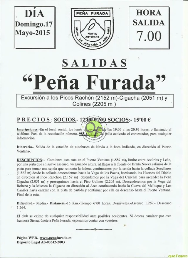 Peña Furada de Navia: ruta a los picos Rachón, Cigacha y Colines