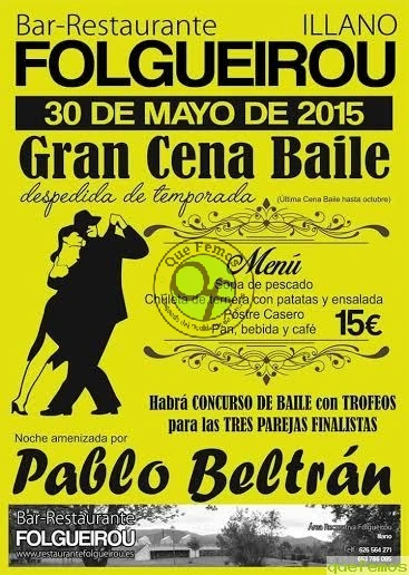 Cena-Baile en Bar Restaurante Folgueirou con Pablo Beltrán
