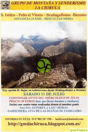 Grupo de Montaña La Chiruca: S.Isidro-Peña El Viento-Brañagallones-Bezanes