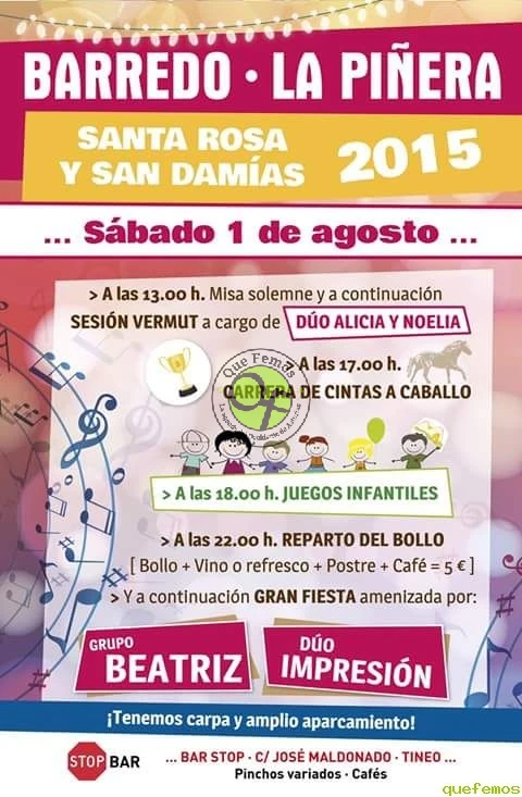 Fiestas de Santa Rosa y San Damías 2015 en Barredo-La Piñera