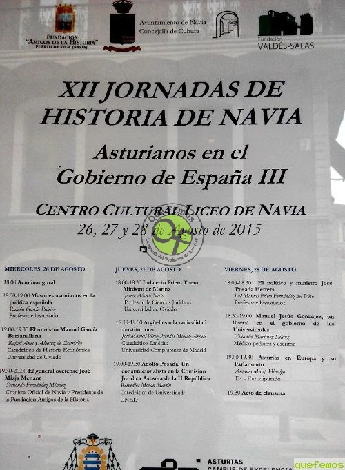 XII Jornadas de Historia de Navia 2015: Asturianos en el gobierno de España III