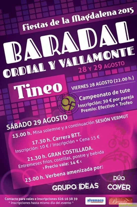 Fiestas de la Magdalena 2015 en Baradal, Ordial y Vallamonte