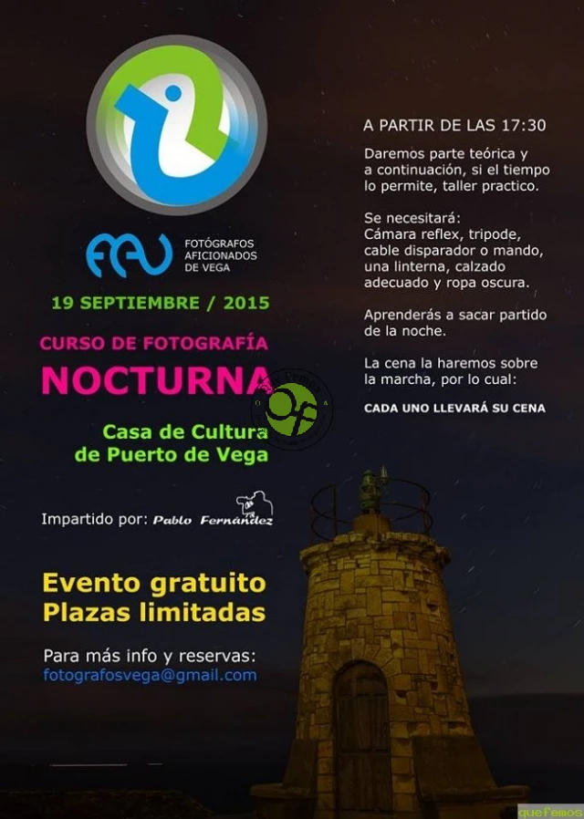 FAV organiza un curso gratuito de fotografía en Puerto de Vega