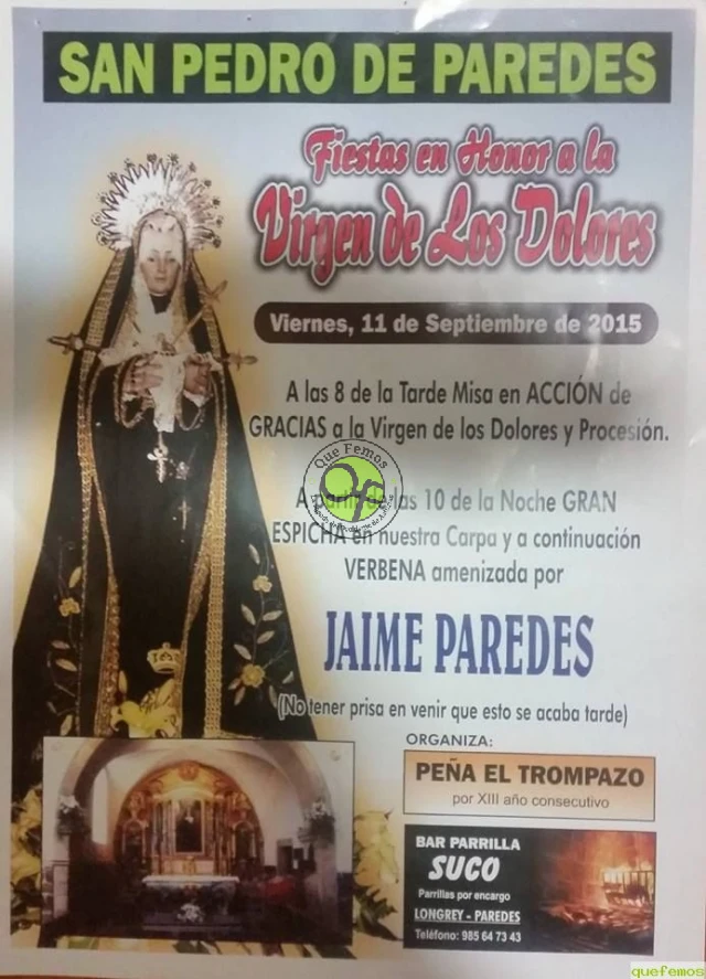 Fiestas de la Virgen de los Dolores 2015 en San Pedro de Paredes