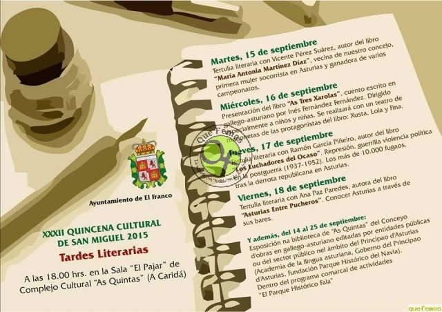 XXXII Quincena Cultural de San Miguel 2015: Tardes Literarias