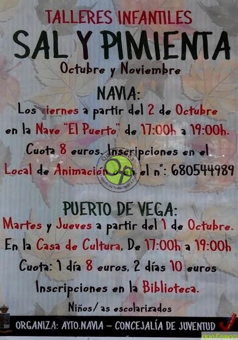 Talleres de Sal y Pimienta en Navia y Puerto de Vega: octubre y noviembre 2015