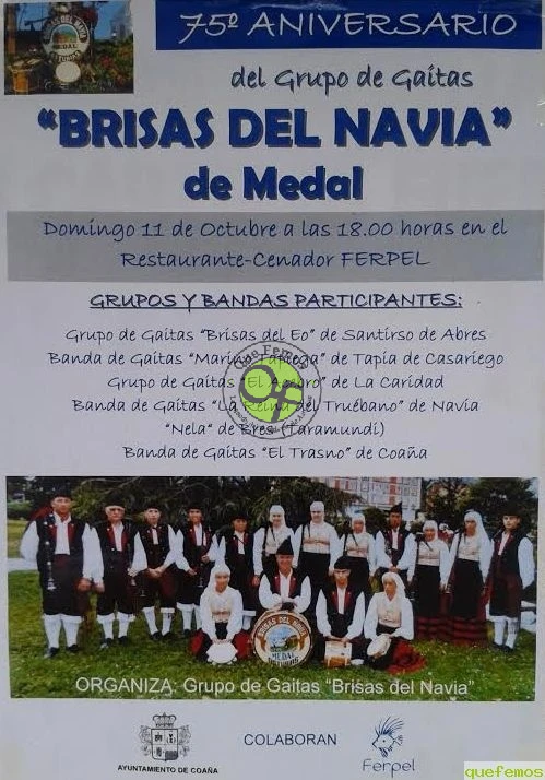 El Grupo de Gaitas Brisas del Navia celebra su 75º aniversario