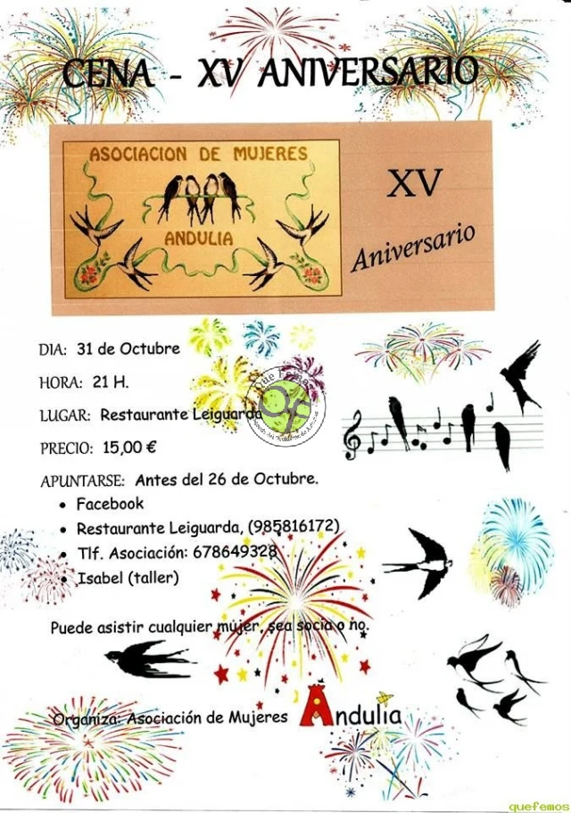 Cena del XV Aniversario de la Asociación de Mujeres Andulia en Ibias
