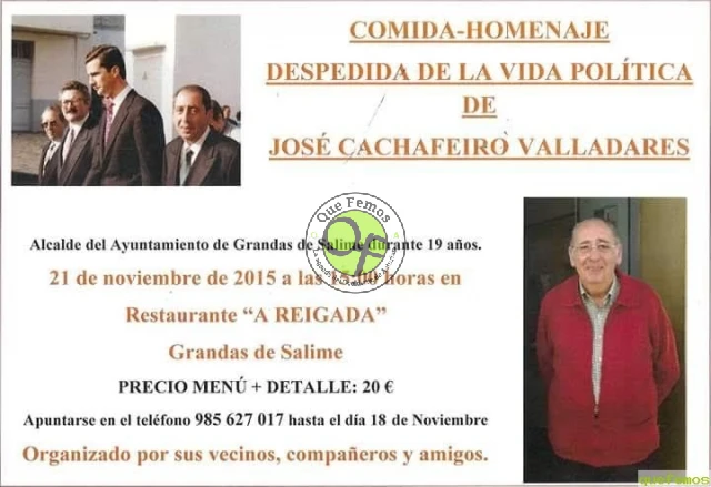 Homenaje de despedida a la vida política de José Cachafeiro Valladares