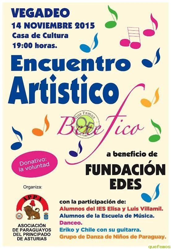 Encuentro Artístico Benéfico a beneficio de la Fundación Edes en Vegadeo