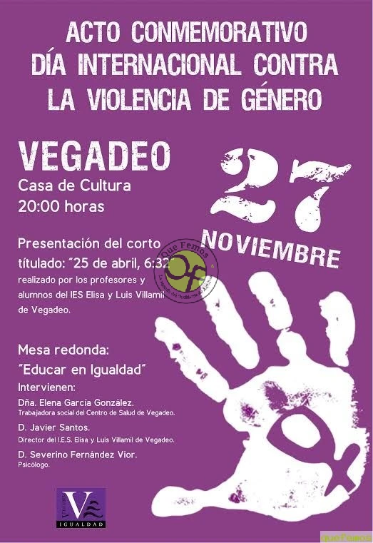 Vegadeo contra la violencia de género: acto conmemorativo