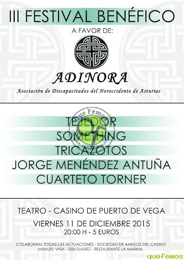 III Festival Benéfico a favor de ADINORA 2015 en Puerto de Vega