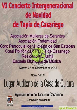 VI Concierto Intergeneracional de Navidad 2015 en Tapia de Casariego