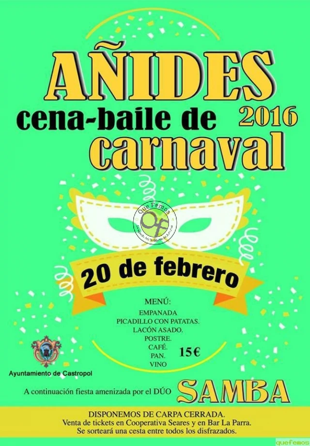Cena-baile de Carnaval 2016 en Añides