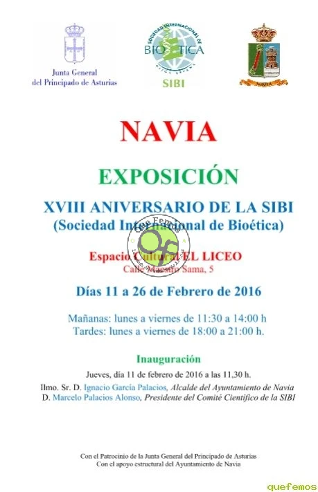 Exposición XVIII Aniversario de la Sociedad Internacional de Bioética en Navia