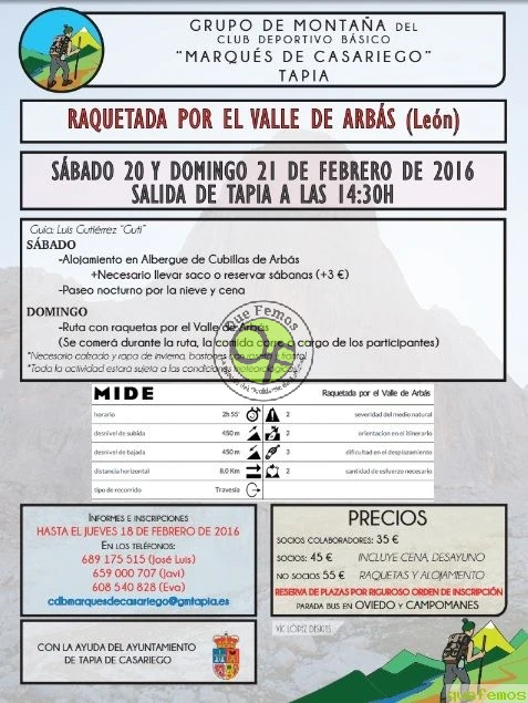 Club Deportivo Marqués de Casariego: Raquetada por el Valle de Arbás