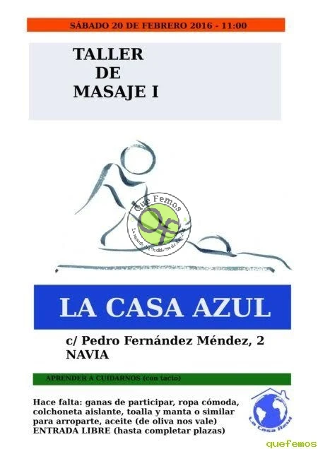 Taller de masaje en La Casa Azul