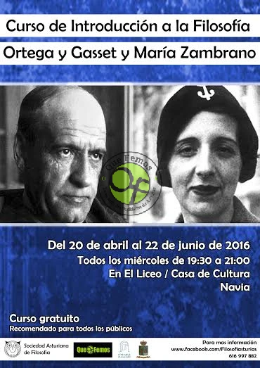 Curso de filosofía en Navia: Ortega y María Zambrano