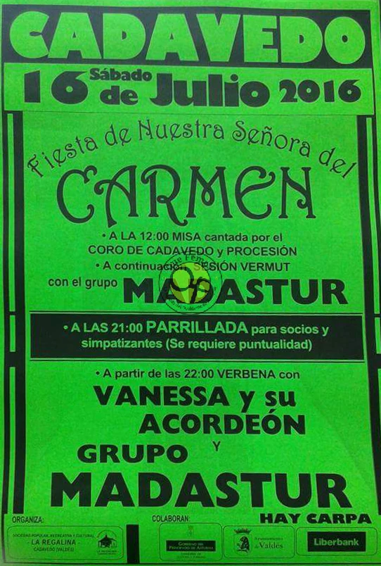 Fiesta del Carmen 2016 en Cadavedo