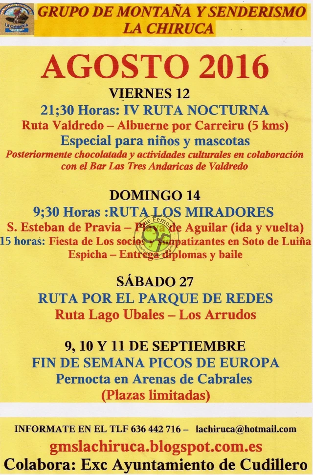 Verano 2016 con La Chiruca: actividades para agosto y septiembre