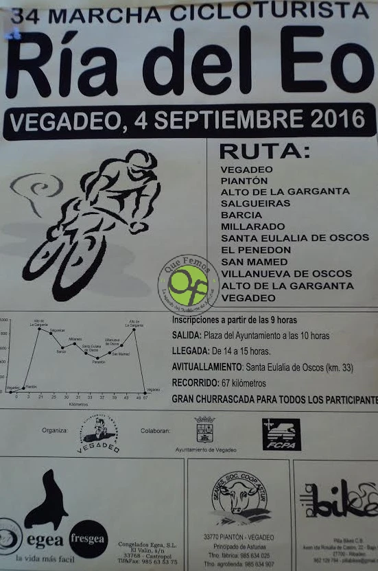 34ª Marcha Cicloturista  Ría del Eo 2016 en Vegadeo