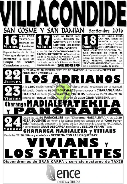 Fiestas de San Cosme y San Damián 2016 en Villacondide