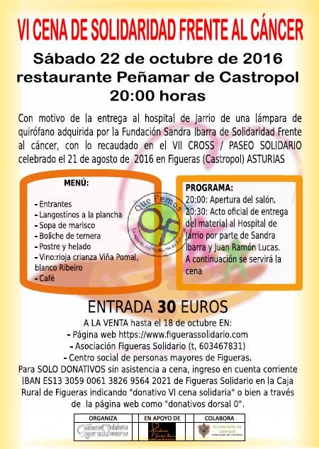 VI Cena de Solidaridad Frente al Cáncer 2016 en Castropol