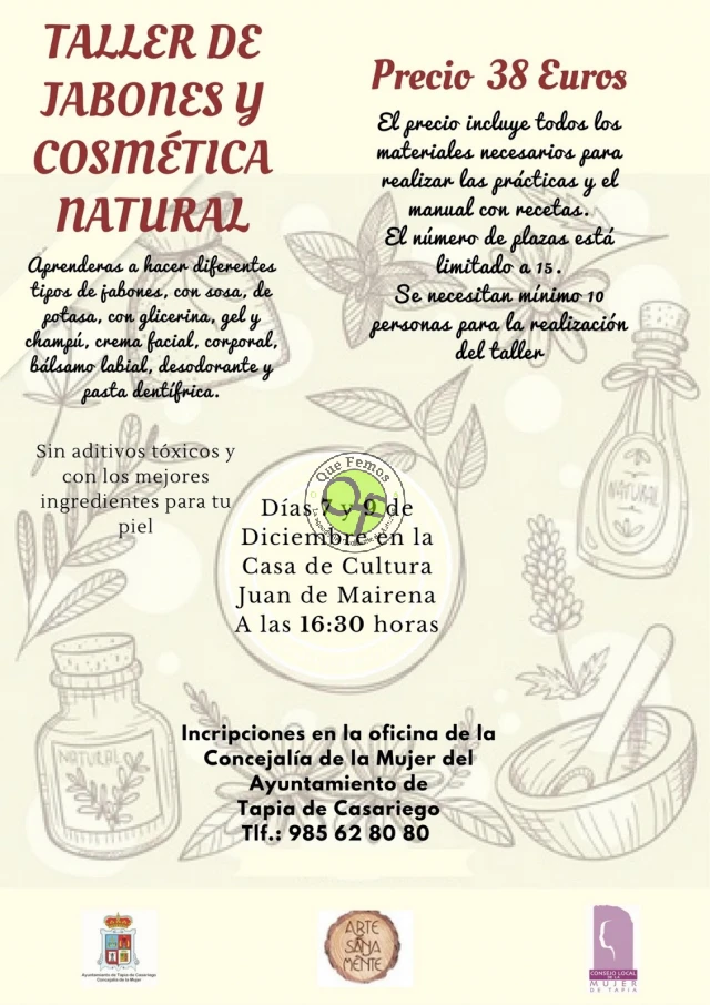 Taller para elaborar jabones y cosmética natural en Tapia