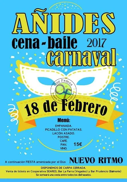 Cena-baile de Carnaval 2017 en Añides