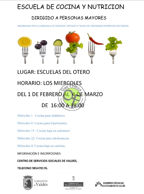Taller de cocina y nutrición para personas mayores en las Escuelas del Otero