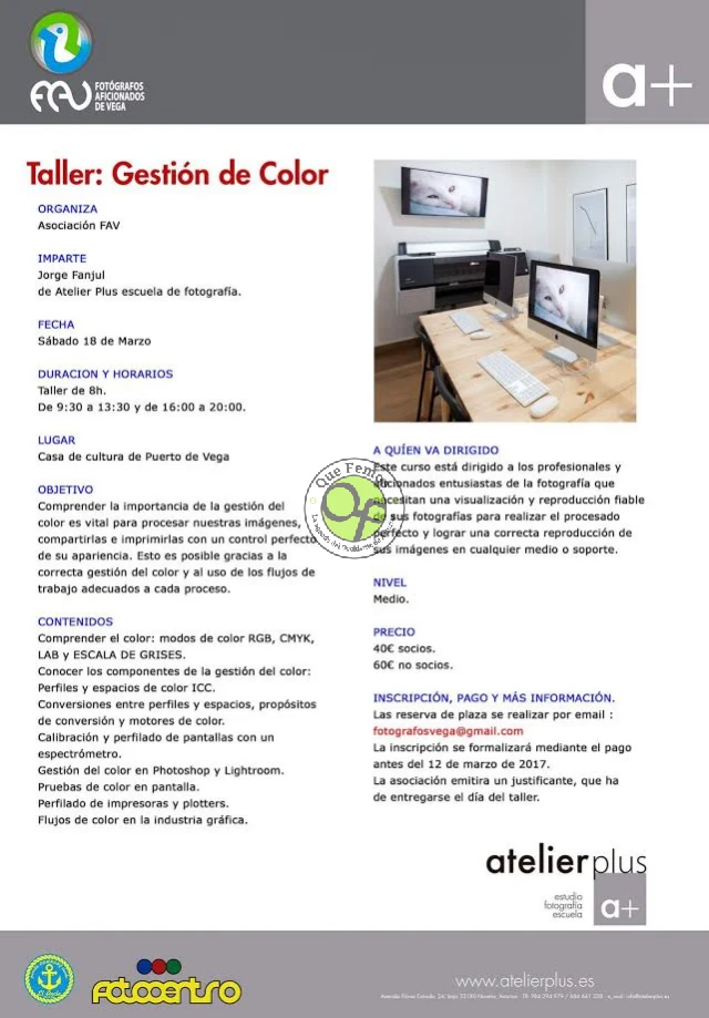 FAV organiza un taller de fotografía sobre gestión de color