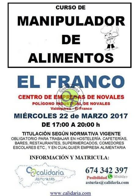 Curso de manipulador de alimentos en El Franco
