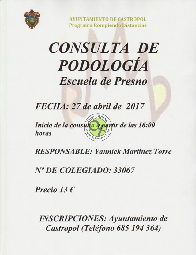 Consulta de Podología en Presno