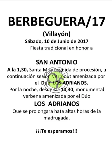 Fiestas de San Antonio 2017 en Berbeguera