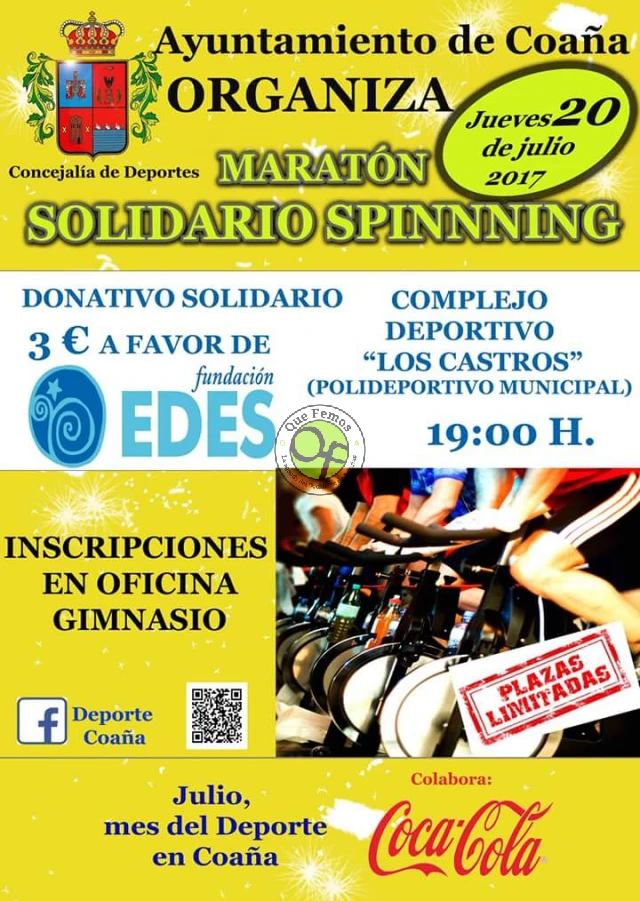 Maratón solidario de spinning en Coaña 2017
