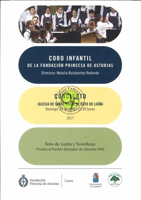 El Coro Infantil de la Fundación Princesa de Asturias actuará en Soto de Luiña