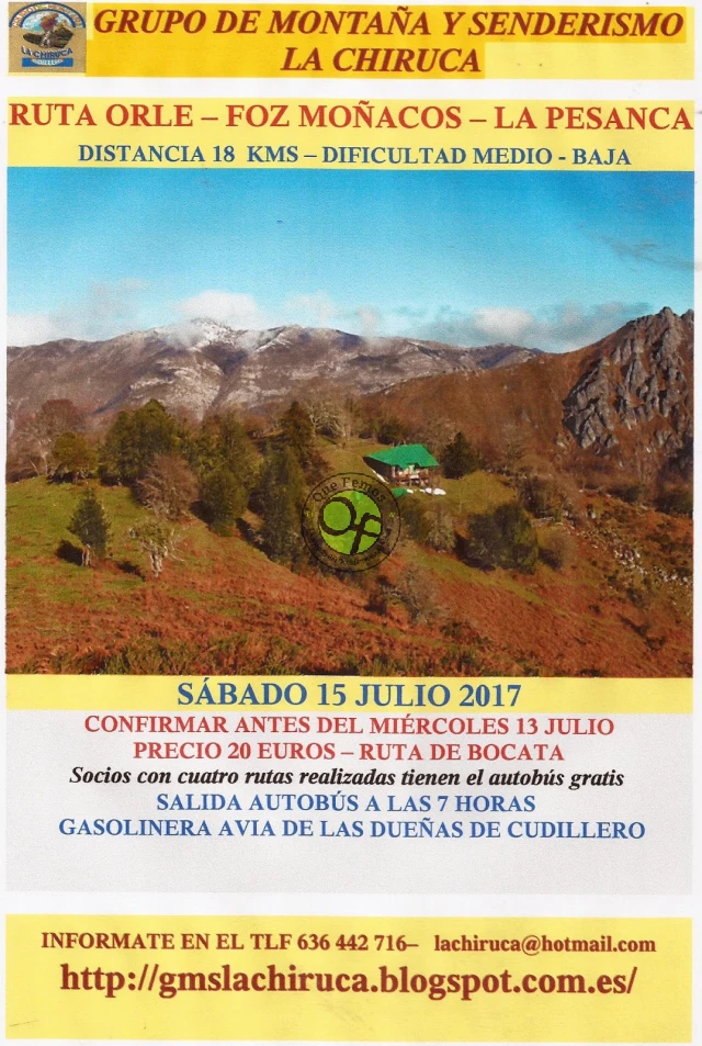 Grupo de Montaña La Chiruca: Ruta Orle-Foz Moñacos-La Pesanca