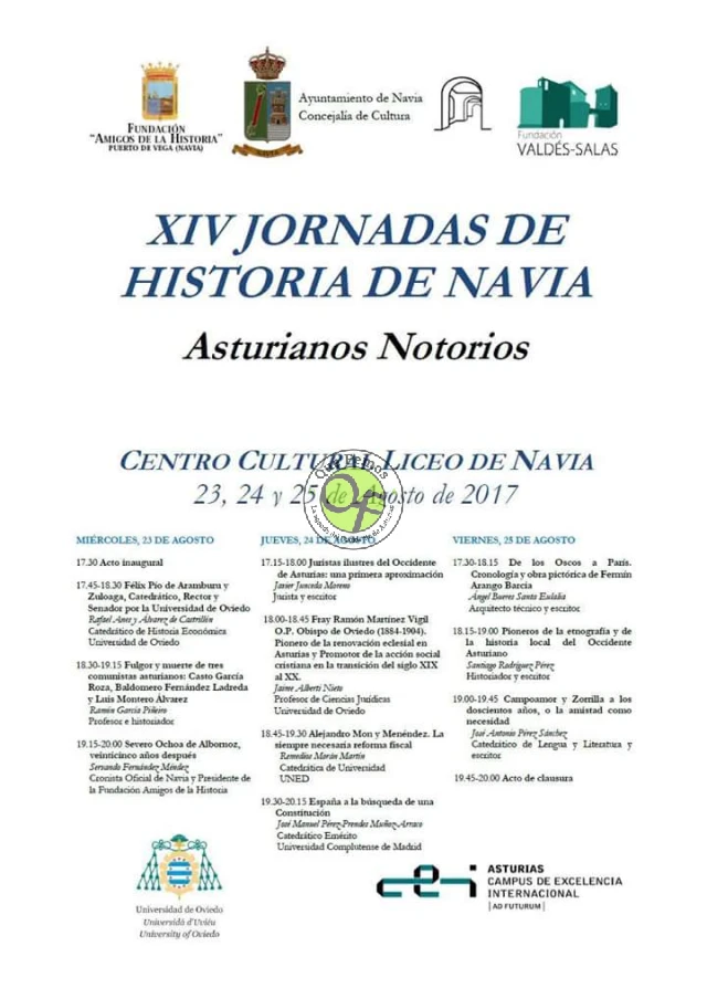 XIV Jornadas de Historia de Navia 2017: Asturianos Notorios