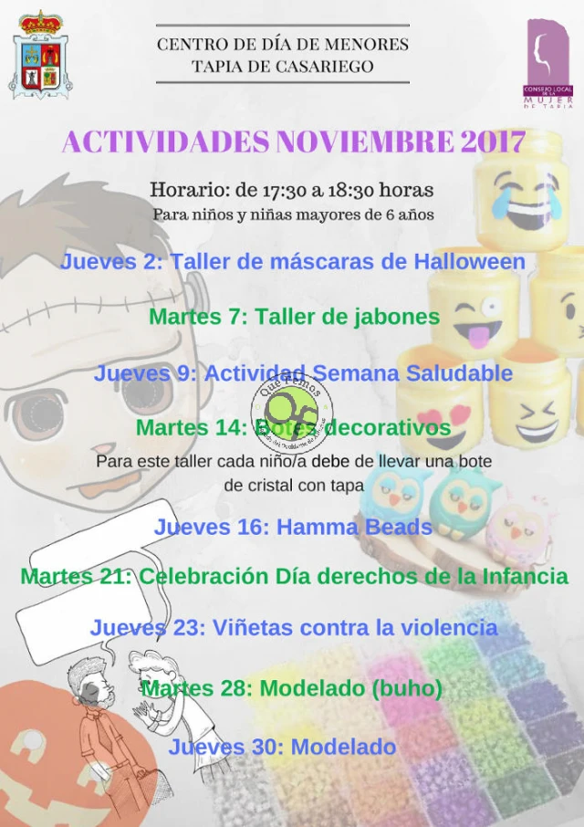 Programación del Centro de Día de Menores de Tapia: noviembre 2017