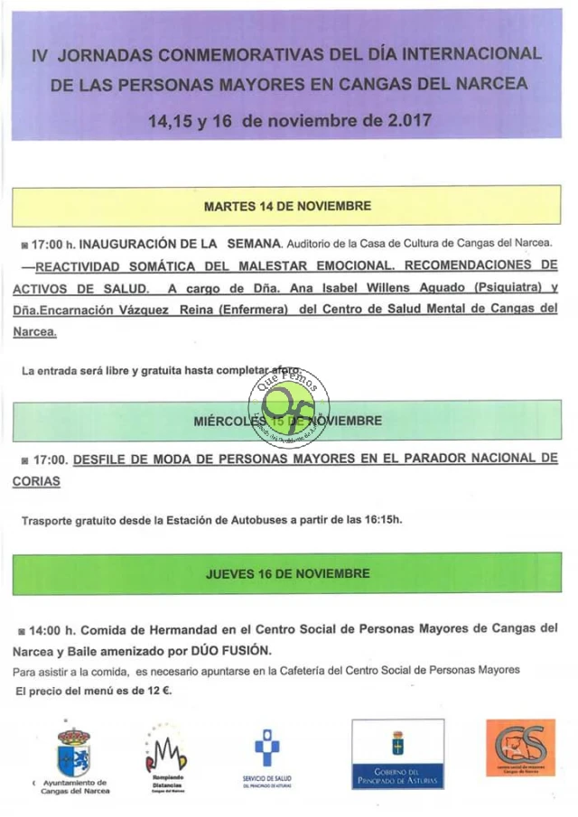 IV Jornadas Conmemorativas del Día Internacional de las Personas Mayores en Cangas del Narcea