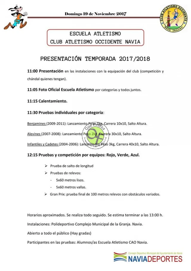 La Escuela de Atletismo CAO Navia presenta su temporada 2017/2018